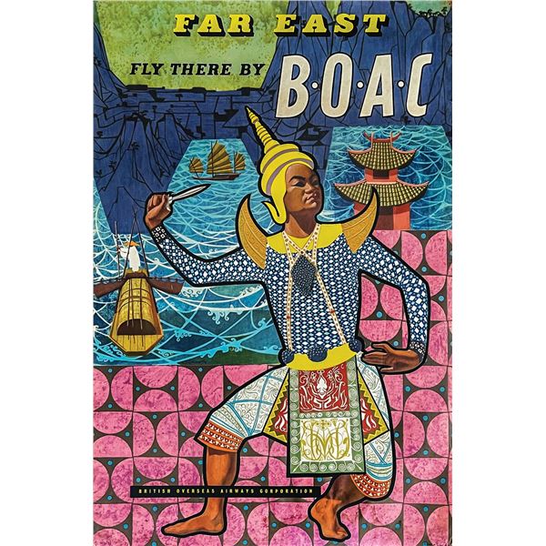 BOAC AIRLINES "FAR EAST" TRAVEL POSTER.