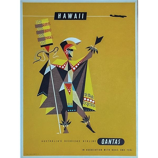 QANTAS AIRLINES HAWAII TRAVEL POSTER.