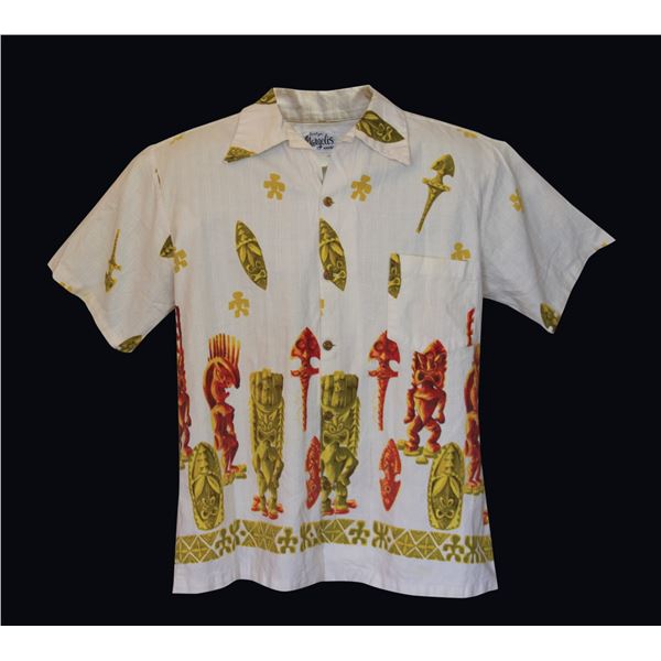 MOD HAWAIIAN GODS MOTIF MEN'S LANAI SHIRT.