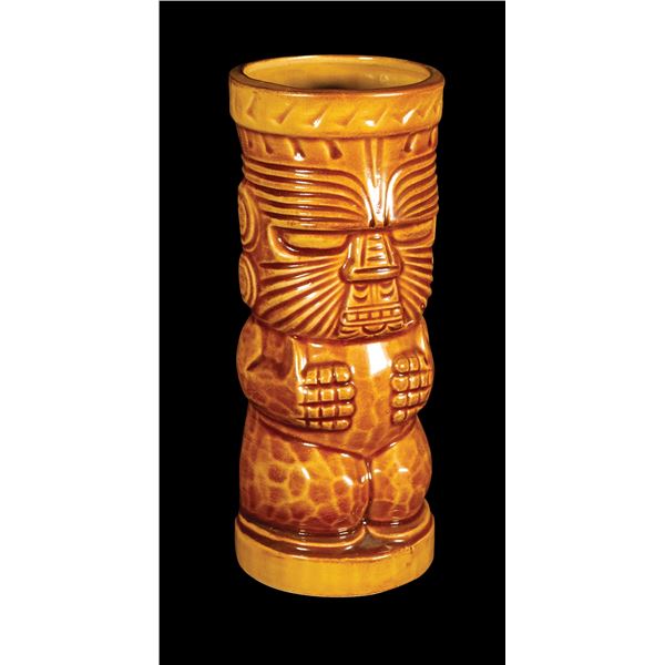 MAORI TIKI MUG TAN GLAZE - DAYTONA'S HAWAIIAN INN.