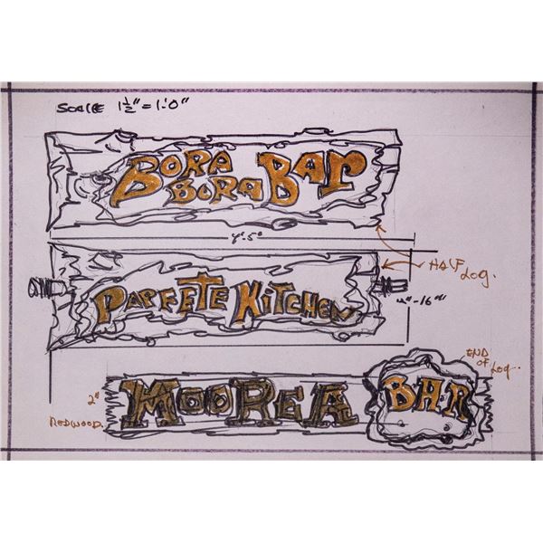 ORIGINAL CONCEPT SKETCH FOR "THE TIKIS" - MONTEREY PARK, CA.