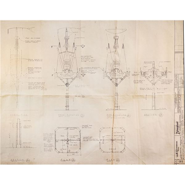 DISNEYLAND TAHITIAN TERRACE ENTRANCE SIGNAGE BLUEPRINT.