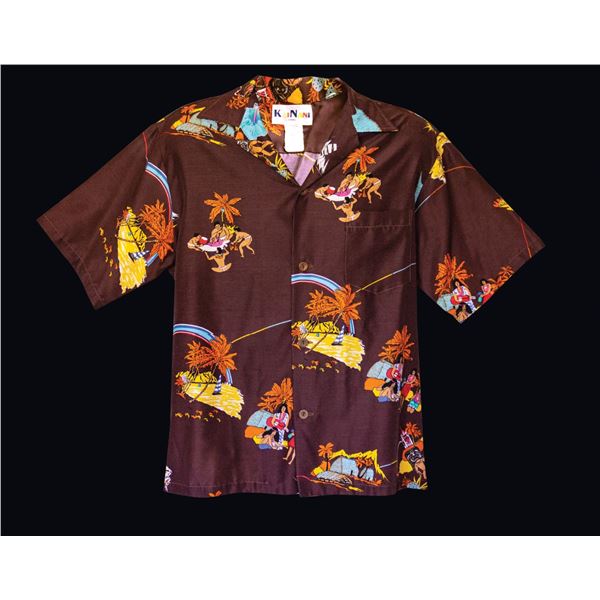 MOD HAWAIIAN NATIVE & TIKIS MOTIF MEN'S LANAI SHIRT.