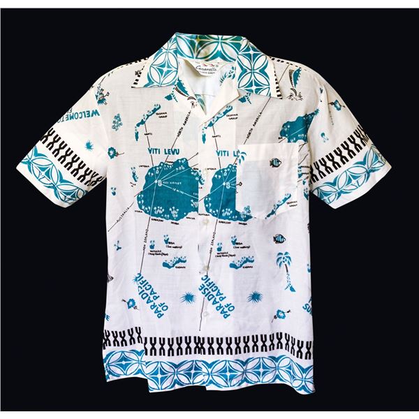 MOD TAHITIAN ISLANDS NAUTICAL CHART LUAU LANAI MEN'S SHIRT.