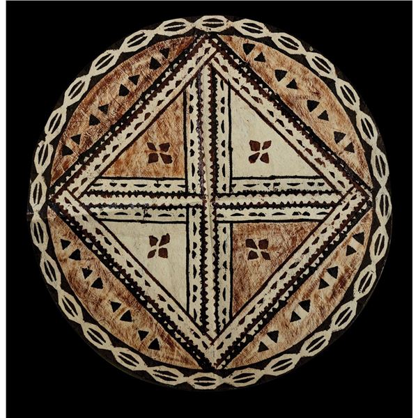 VINTAGE ROUND VATULELE FIJIAN ISLANDS TAPA CLOTH.