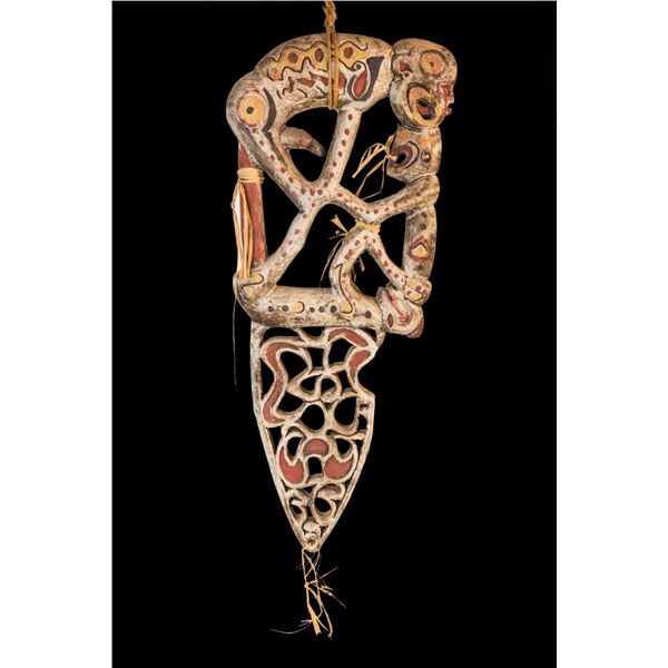 #410  NEW GUINEA (ASMAT) CANOE ORNAMENT  OA WAREHOUSE SHOWROOM WALL SAMPLE CARVING.