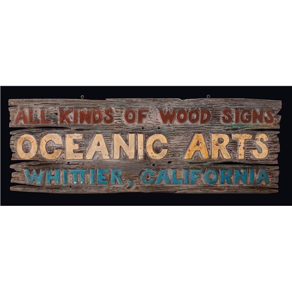 INCREDIBLE SURVIVOR! THE ORIGINAL OCEANIC ARTS WAREHOUSE ENTRANCE SIGN FROM MAGNOLIA BLVD LOCATION.