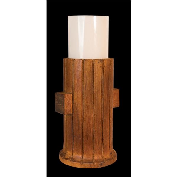 TALL FLUTED CYLINDER TIKI TABLE LAMP MASTER PATTERN CARVING.