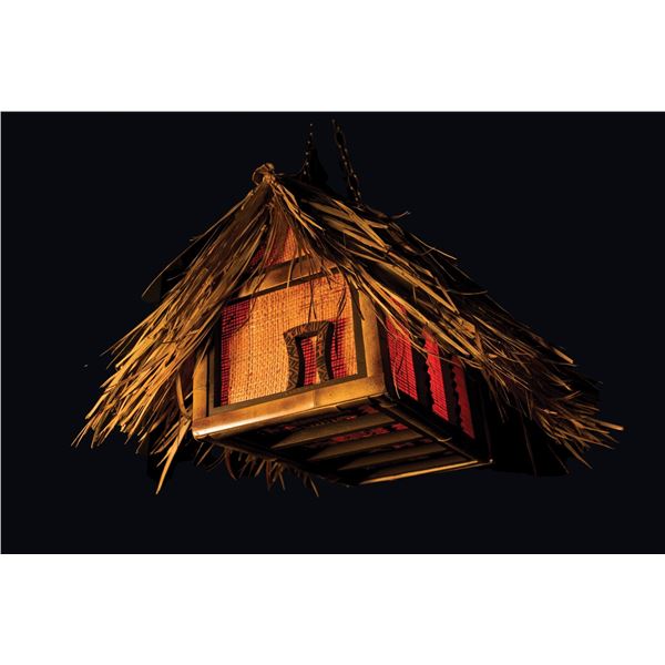 #2334 "TAPA LIGHT" TIKI HUT OA LAMP.
