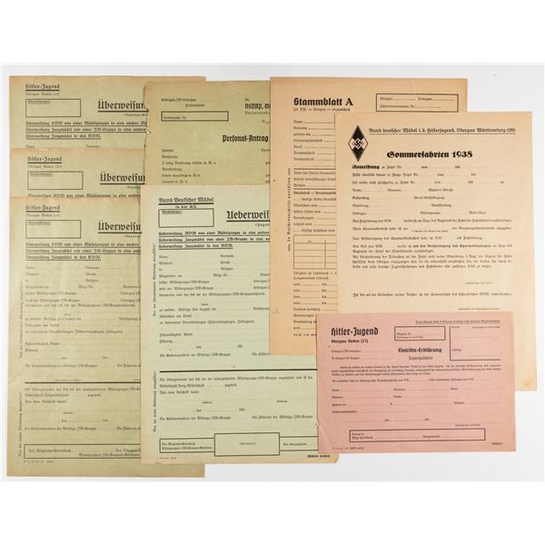 16 HITLER YOUTH BDM DOCUMENTS