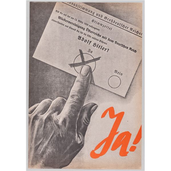 1938 AUSTRIA ANSCHLUSS PROPAGANDA POSTER