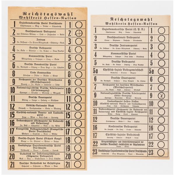 ADOLF HITLER NSDAP ELECTION BALLOTS (2)