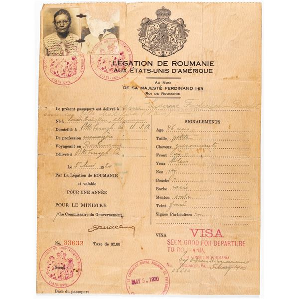 EARLY ROMANIAN PASSPORT