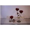 Image 1 : (2)Glass Rose Candle Holders