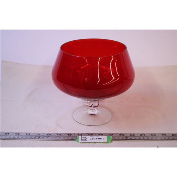 Red Glass Rose Bowl