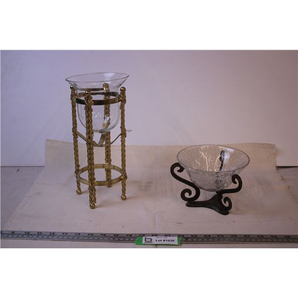 (2) Pedestal and Bowl Candle Holders