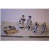 Image 1 : (3) Blue and White Porcelain Figurines + Dish