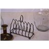 Image 3 : Pair of Candle Stick Holders, Toast Rack, (2) Vases, and Misc