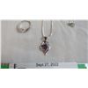 Image 2 : Amethyst Necklace + Gem Ring (size 6) S.925