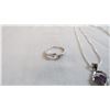 Image 3 : Amethyst Necklace + Gem Ring (size 6) S.925