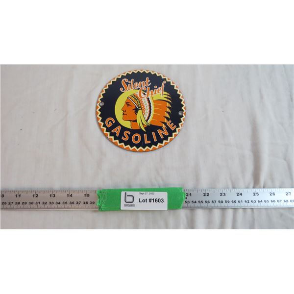 Silent Chief Gasoline - Porcelain Fantasy Sign