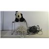 Image 1 : Lights, Shelf, Panda Coin Bank - Green string works, white half lights work