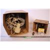 Image 1 : Box of Miniature Switches + Box of Light Fixtures and Misc Electrical Items