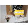 Image 3 : Box of Miniature Switches + Box of Light Fixtures and Misc Electrical Items