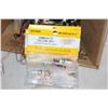 Image 4 : Box of Miniature Switches + Box of Light Fixtures and Misc Electrical Items