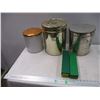 Image 1 : (3) tins - One is stamped Saskatoon Ice Cream + (2) Puma knifemaker cases