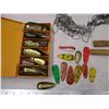 Image 2 : Large lot of fishing lure spoons, knives, chain
