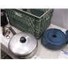 Image 4 : Pail of bolts + nuts, animal trap, pot, water hose