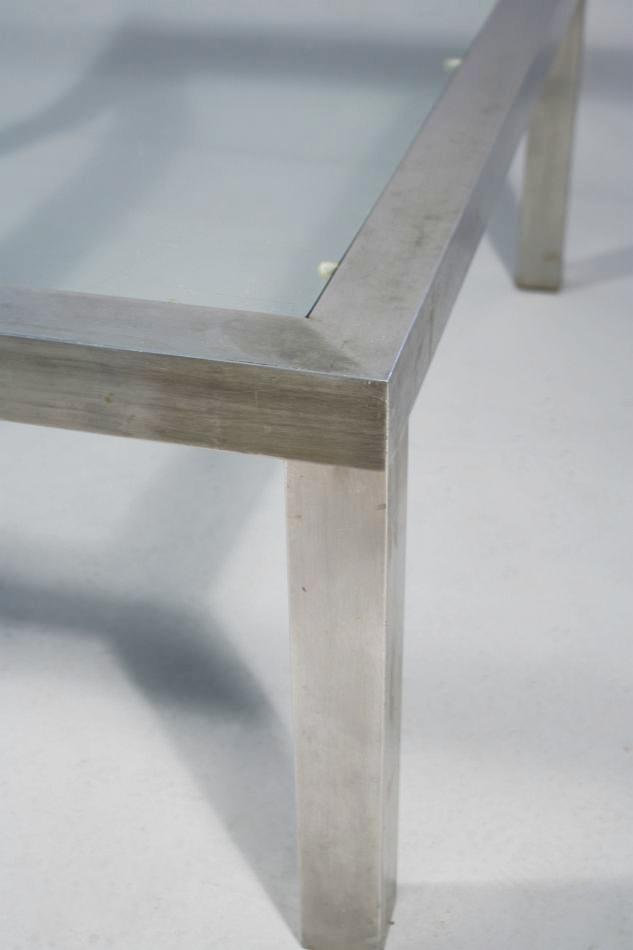 A Contemporary Stainless Steel Low Table.