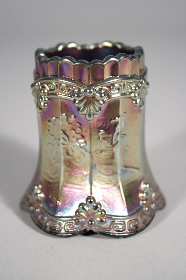 A Collection of Ten Fenton Glass Pressed Colored Glass Toothpick Holders.