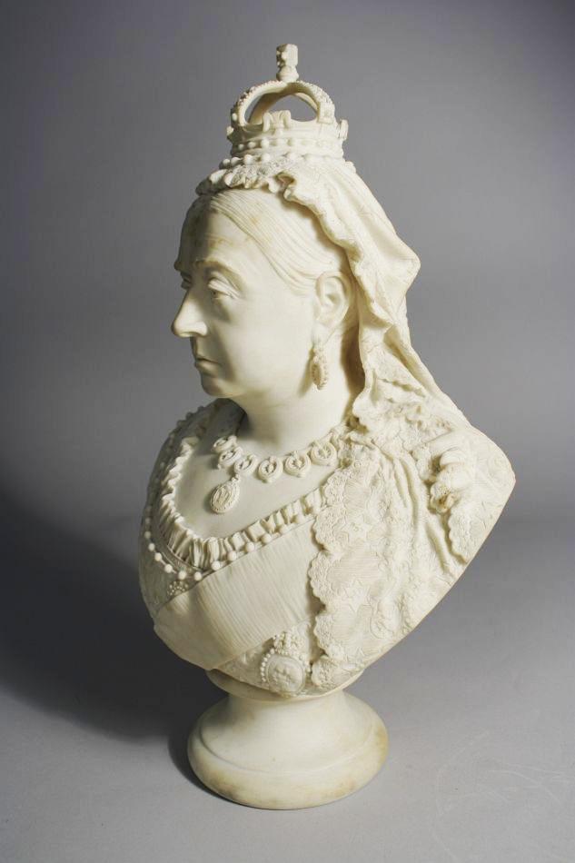 An English Parian Porcelain Bust of Queen Victoria to Commemorate the