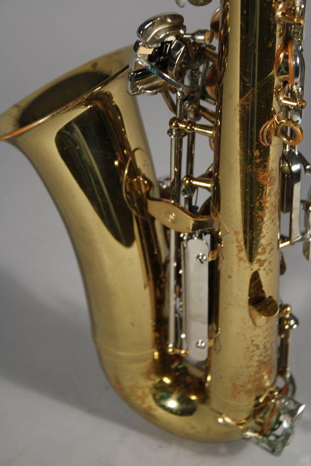 A Selmer Bundy II Brass and Chrome Alto Saxophone.
