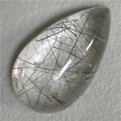 19.82 CTS PEAR SHAPED RUTILATED QUARTZ CABOCHON 24x14 MM