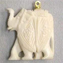 26 CTS CARVED IVORY ELEPHENT PENDANT 26x24 MM