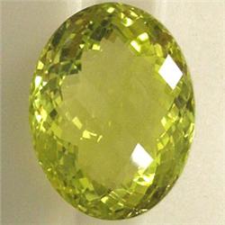 38 CTS OVAL CHECKER BOARD GREEN GOLD (LEMON CITRINE) 22x18 MM