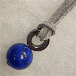 14K GOLD 15 MM LAPIS LAZULI AND HEMATITE UNISEX PENDANT