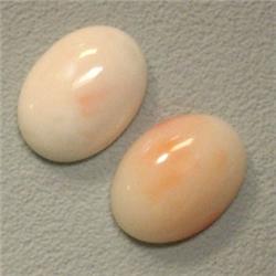 14.40 CTS PAIR OF OVAL NATURAL ITALIAN CORAL CABOCHON 16x12 MM