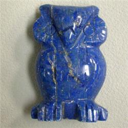 136 CTS CARVED LAPIS LAZULI OWL 39x27 MM