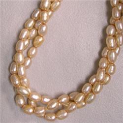 6x4.5 MM THREE FRESH WATER PEARL STRINGS - 16 INCHES