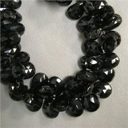 340 CTS BLACK SPINEL TEAR DROP STRAND 14x10-10x8 MM - 8 INCHES