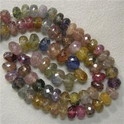 186 CTS  MULTICOLOR SAPPHIRE RONDELLES STRAND 6.5-7 MM - 16 INCHES
