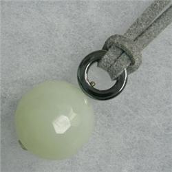 S. SILVER 20 MM NEW JADE AND HEMATITE UNISEX PENDANT - 33 MM LONG