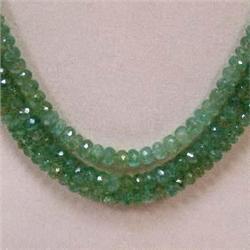 114 CTS 3 STRANDS OF GRADUATED FACETED EMERALD RONDELLES - LENGTH ADJUSTABLE - INCLUDED