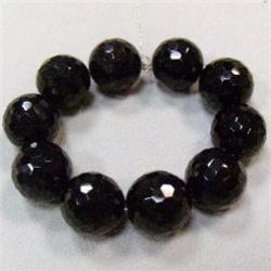 18 MM LOT OF FACETED ROUND BLACK STONE BEADS - FULL DRILLED