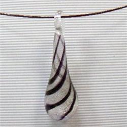 57x18 MM HAND BLOWN GLASS PENDANT (MURANO STYLE) WITH CORD