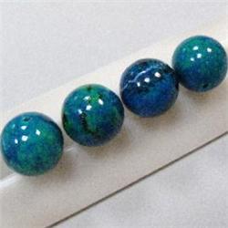 130 CTS LOT OF 4 ROUND CHRISOCOLLA BEADS 12 MM - FULL DRILLED